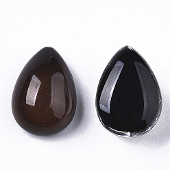 Black Translucent Glass Cabochons, Changing Color Mood Cabochons, Teardrop, Black, 14x10x7mm