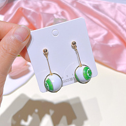 B Green Wooden Beads St. Patrick's Day Long Stud Earrings Women's Statement Earrings