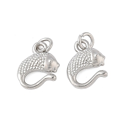 Платина Латунные подвески, рыбы прелести, с целью перехода в кольце, долговечный, без свинца и без кадмия, платина, 10x9.5x3 мм, отверстие : 2.5 мм