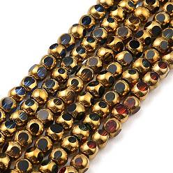 Mixed Color Faceted Electroplate Glass Beads Strands, Golden Plated, Round, Mixed Color, 4mm, Hole: 0.9mm, about 68~70pcs/strand, 10.04''~10.24''(25.5~26cm)