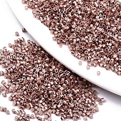 Rosy Brown 11/0 Grade A Glass Seed Beads, Cylinder, Uniform Seed Bead Size, Metallic Colours, Rosy Brown, 1.5x1mm, Hole: 0.5mm, about 20000pcs/bag
