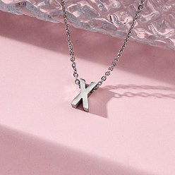 Letter X 304 подвесные из нержавеющей стали ожерелья, буквы, Письмо X, 15.94 дюйм(40.5см)~16.14 дюйм(41см)+54мм удлинитель, буквы: 10x6.5x4 мм.