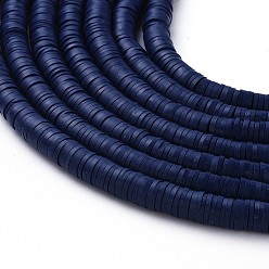 Midnight Blue Flat Round Eco-Friendly Handmade Polymer Clay Beads, Disc Heishi Beads for Hawaiian Earring Bracelet Necklace Jewelry Making, Midnight Blue, 8x0.5~1mm, Hole: 2mm, about 380~400pcs/strand, 17.7 inch