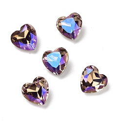 чертополох Стеклянные стразы кабошоны, задние и задние, сердце, чертополох, 10x10x5.5 мм