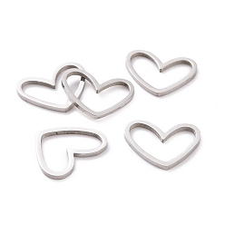 Stainless Steel Color 201 Stainless Steel Linking Rings, Laser Cut, Asymmetrical Heart, Stainless Steel Color, 10.5x13x1mm.