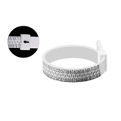 White Plastic EU Ring Sizer Measuring Tool, Finger Measuring Belt, White, 11.5cm