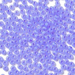 Medium Blue Imitation Jade Glass Seed Beads, Luster, Dyed, Round, Medium Blue, 5.5x3.5mm, Hole: 1.5mm