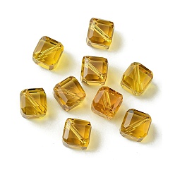 Goldenrod Glass Imitation Austrian Crystal Beads, Faceted, Square, Goldenrod, 7x7x7mm, Hole: 0.9mm