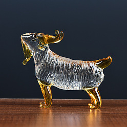 Овца Стеклянные китайские зодиакальные фигурки статуэтки для домашнего офиса настольный фэн-шуй орнамент, овца, 94.5x26.2x87.7 мм