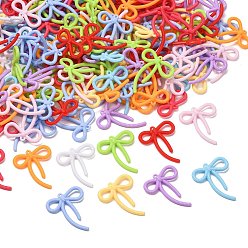 Mixed Color Opaque Acrylic Pendants, Bowknot Charms, Mixed Color, 45x36.5x7mm, Hole: 1mm, about 312pcs/500g