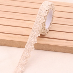Antique White Lace Trim, Cotton Lace Ribbon, with Adhesive Back, For Sewing Decoration, Antique White, 5/8 inch(15mm), about 1.97 Yards(1.8m)/Roll