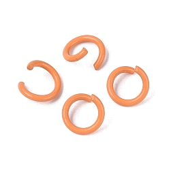 Corail Anneaux ouverts en fer peint à la bombe, corail, Jauge 18, 8.5x1mm, diamètre intérieur: 5.5 mm, environ5050 pcs / 1000 g