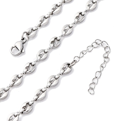 Нержавеющая Сталь Цвет 304 из нержавеющей стали цепью кофейных зерен ожерелья, цвет нержавеющей стали, 17.99 дюйм (45.7 см)