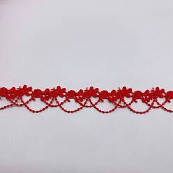 Red Polyester Lace Trims, Flower Tassel Ribbon for Sewing and Art Craft Projects, Red, 3/4 inch(20mm)
