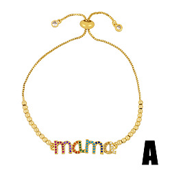brc25-A Mama Bracelet - Love Heart Crystal Bracelet with Western Letters (BRC25)