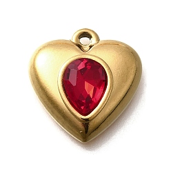 Светло-сиамский 304 подвески из нержавеющей стали, со стразами, реальный 18 k позолоченный, ионное покрытие (ip), сердце, Light Siam, 17.5x16.5x5.5 мм, отверстие : 1.4 мм