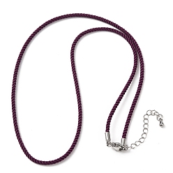 Фиолетовый 2мм круглый нейлоновый миланский шнур для изготовления ожерелья, с латунными выводами и 303 застежками из лобстера из нержавеющей стали, цвет нержавеющей стали, фиолетовые, 18.50~18.70 дюйм (47~47.5 см)