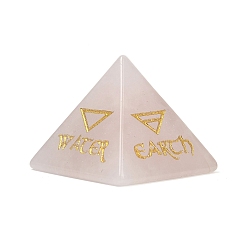 Розовый Кварц Натуральный розовый кварц оргонитовая пирамида украшения дисплея, с символом, фигурка для украшения дома, энергетический камень рейки для исцеления, 30.5x30.5x24.5 мм