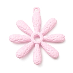 Pink Подвески из сплава , фактурные цветочные подвески, окрашеные, розовые, 40x35x3 мм, отверстие : 2.2 мм