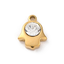 Кристалл 304 из нержавеющей стали горный хрусталь подвески, ионное покрытие (ip), реальный 14 k позолоченный, пальмовые прелести, кристалл, 17x13.5x5.5 мм, отверстие : 2 мм