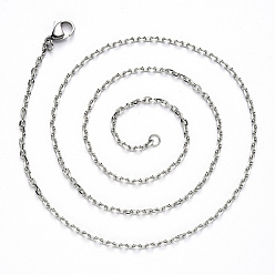Stainless Steel Color 304 Stainless Steel Cable Chain Necklace, with Lobster Claw Clasp, Stainless Steel Color, 19.68 inch(50cm), Link: 2x1.2x0.4mm