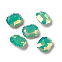Pacific Opal Light AB Style K9 Glass Rhinestone Cabochons, Pointed Back & Back Plated, Octagon Rectangle, Pacific Opal, 10x8x4mm