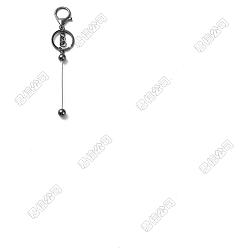 Черный Цвет Металла 10 шт. брелок из сплава с бусинами для изготовления ювелирных изделий своими руками, С застежками из омаров сплава и железным кольцом, металлический черный , 15.5~15.8 см