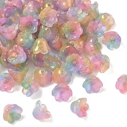 Light Blue Transparent Glass Beads Caps, with Glitter Powder, Light Blue, 12x8mm, Hole: 1.4mm
