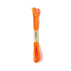 Dark Orange Polyester Embroidery Threads for Cross Stitch, Embroidery Floss, Dark Orange, 0.15mm, about 8.75 Yards(8m)/Skein