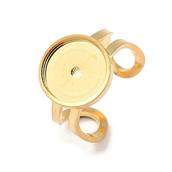 Настоящее золото 18K 201 установки кольца из нержавеющей стали накладка, с 201 лотком из нержавеющей стали, круглые, реальный 18 k позолоченный, внутренний диаметр: 18 мм, лоток: 12 mm.