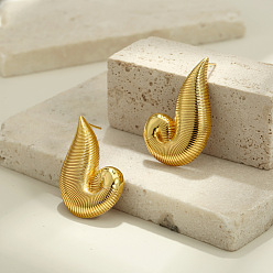 Golden Messing Ohrstecker für Damen, Muschel Form, golden, 39x22 mm