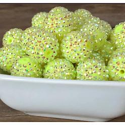 Зелено-Желтый Коренастый смолы горный хрусталь жевательная резинка мяч бусины, круглые, зеленый желтый, 19.5~20x18 мм, отверстие : 2.5 мм