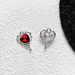 Платина Подвески из сплава , с сердцем прелести, темы ко дню святого валентина, платина, 14x19 мм