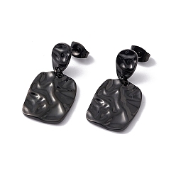 Electrophoresis Black 304 Stainless Steel Twist Rectangle Dangle Stud Earrings for Women, Electrophoresis Black, 30mm, Pin: 0.6mm