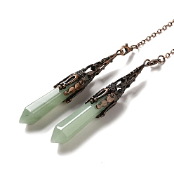 Зеленый Авантюрин Натуральный зеленый авантюрин, маятник для засева, большие подвески, с латунной фурнитурой , пуля, 260~270 мм, отверстие : 1.5 мм