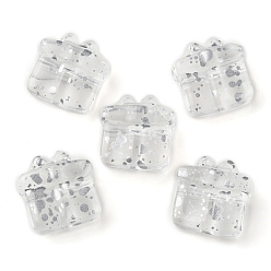 Прозрачный Прозрачные стеклянные бусины, с блеском порошок, подарочная коробка, прозрачные, 13.5~14x13.5x7 мм, отверстие : 1 мм