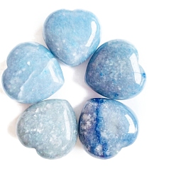 Blue Aventurine Natural Blue Aventurine Healing Stones, Heart Love Stones, Pocket Palm Stones for Reiki Ealancing, 30x30x15mm