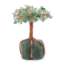 Green Aventurine Natural Green Aventurine Chips Tree Decorations, Copper Wire Feng Shui Energy Stone Gift for Women Men Meditation, 58~72x128~140mm