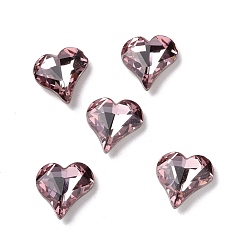 Light Amethyst Glass Rhinestone Cabochons, Pointed Back & Back Plated, Heart, Light Amethyst, 13x12x4.3mm