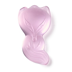 Бледно-Розовый Стеклянные подвески, лиса прелести, розовый жемчуг, 34x19x13 мм, отверстие : 0.8 мм