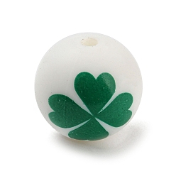 Clover Silicone Beads, Round, Clover, 15mm, Hole: 2mm
