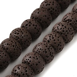 Coconut Brown Natural Lava Rock Dyed Beads Strands, Rondelle, Coconut Brown, 10x7~7.5mm, Hole: 1.6mm, about 55~56pcs/strand, 16.14''(41~41.5cm)
