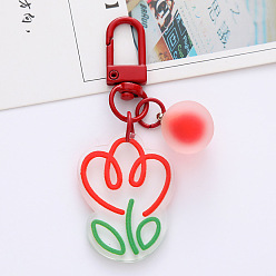 Red tulip Colorful Tulip Flower Keychain Pendant Acrylic Accessory Decoration for Earphone Case Bag
