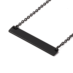 Electrophoresis Black Ионное покрытие (ip) 304 прямоугольное ожерелье из нержавеющей стали для мужчин и женщин, электрофорез черный, 17.7 дюйм (45 см)