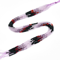 Смешанные камни Природных драгоценных камней смешанного бисер нитей, круглые бусины, граненые, 2~2.5x2~2.5 мм, отверстие : 0.5 мм, около 190~196 шт / нитка, 15.35''~15.75'' (39~40 см)