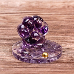 Amethyst Resin Paw Print Mobile Phone Holder, with Natural Amethyst Chips inside for Home Office Decorations, 80x58mm