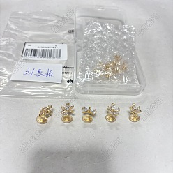 Настоящее золото 18K 10шт. 5 стили латунные серьги-каффы с микропаве из кубического циркония, с петлей, реальный 18 k позолоченный, 15~16x9~12 мм, отверстие : 1.2~1.4 мм, 2 шт / стиль