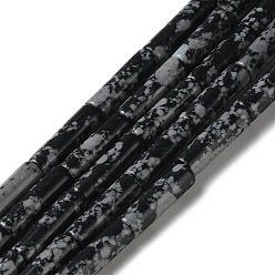 Snowflake Obsidian Synthetic Snowflake Obsidian Beads Strands, Column, 4~4.5x13~14mm, Hole: 1.2mm, about 27~29pcs/strand, 14.72''~14.96''(37.4~38cm)
