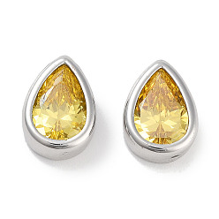 Золотистый Латунные шарики циркония кубической, слеза, платина, золотые, 11x8x4 мм, отверстие : 2.5x1.2 мм