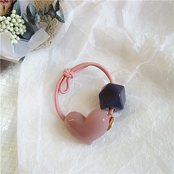 Love Korean Fans Macaron-colored jelly love geometric bead hairband - high elasticity, rubber band, head accessory.